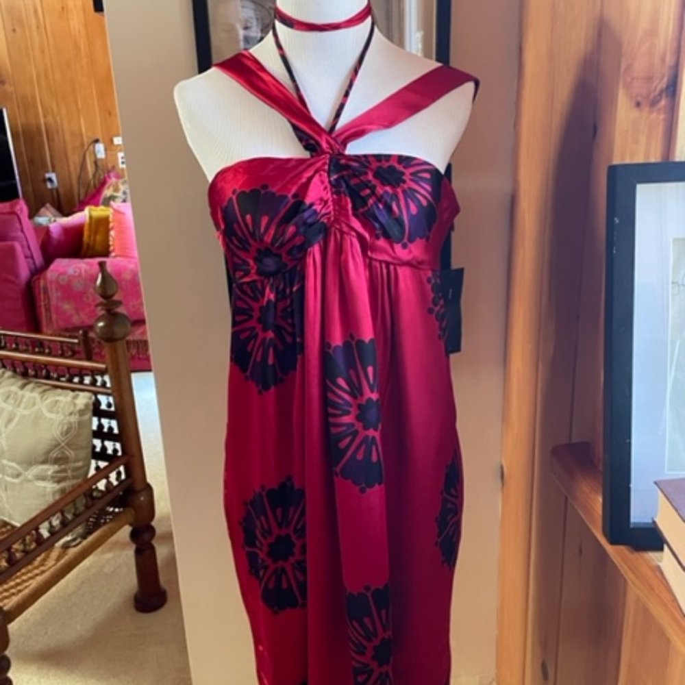 MARC JACOBS Red, Dark Purple and Black Halter Dress – 10  - NWT!!!
